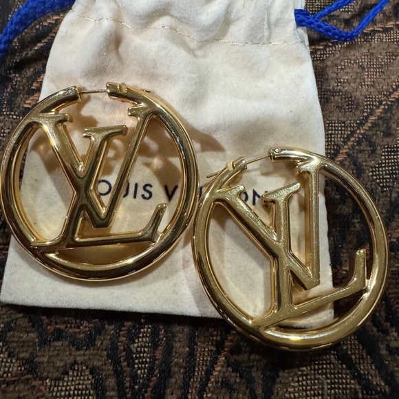 Louis Vuitton Gold Logo Earrings -Louise - Picture 9 of 9
